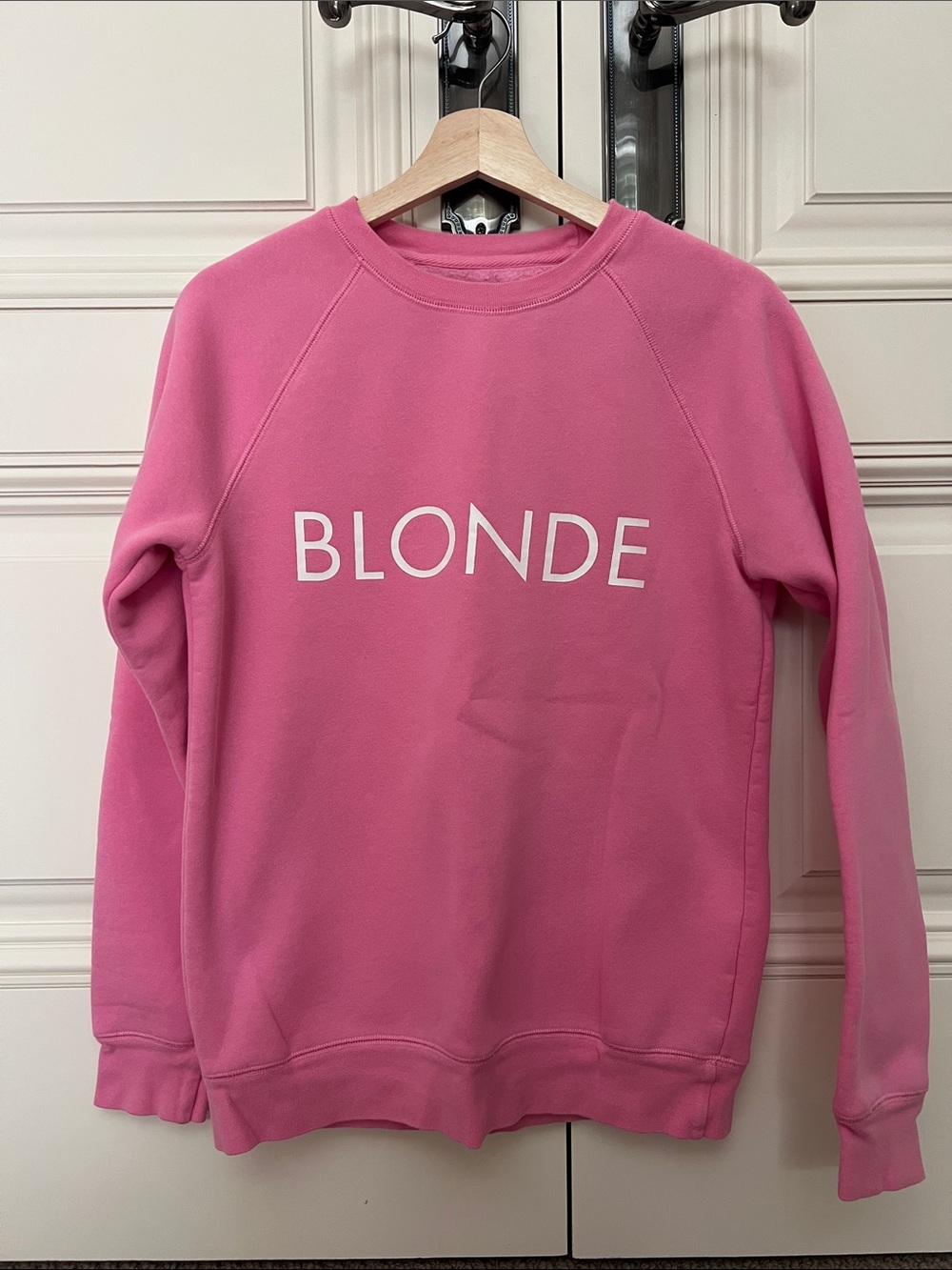 Brunette The Label Pink 'BLONDE' Crewneck Sweatshirt